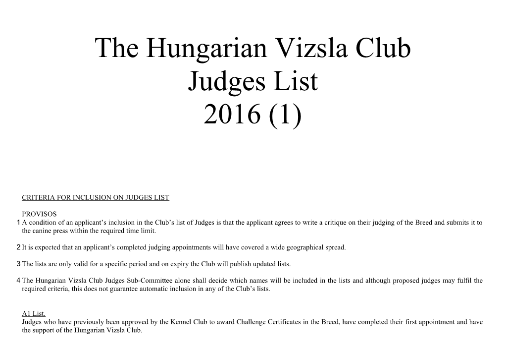 The Hungarian Vizsla Club