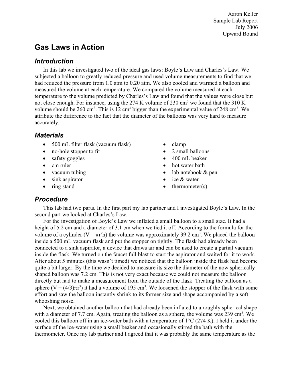 Gas Laws in Action