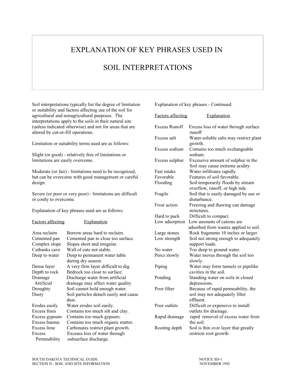 Explanation of Key Phrases Used In