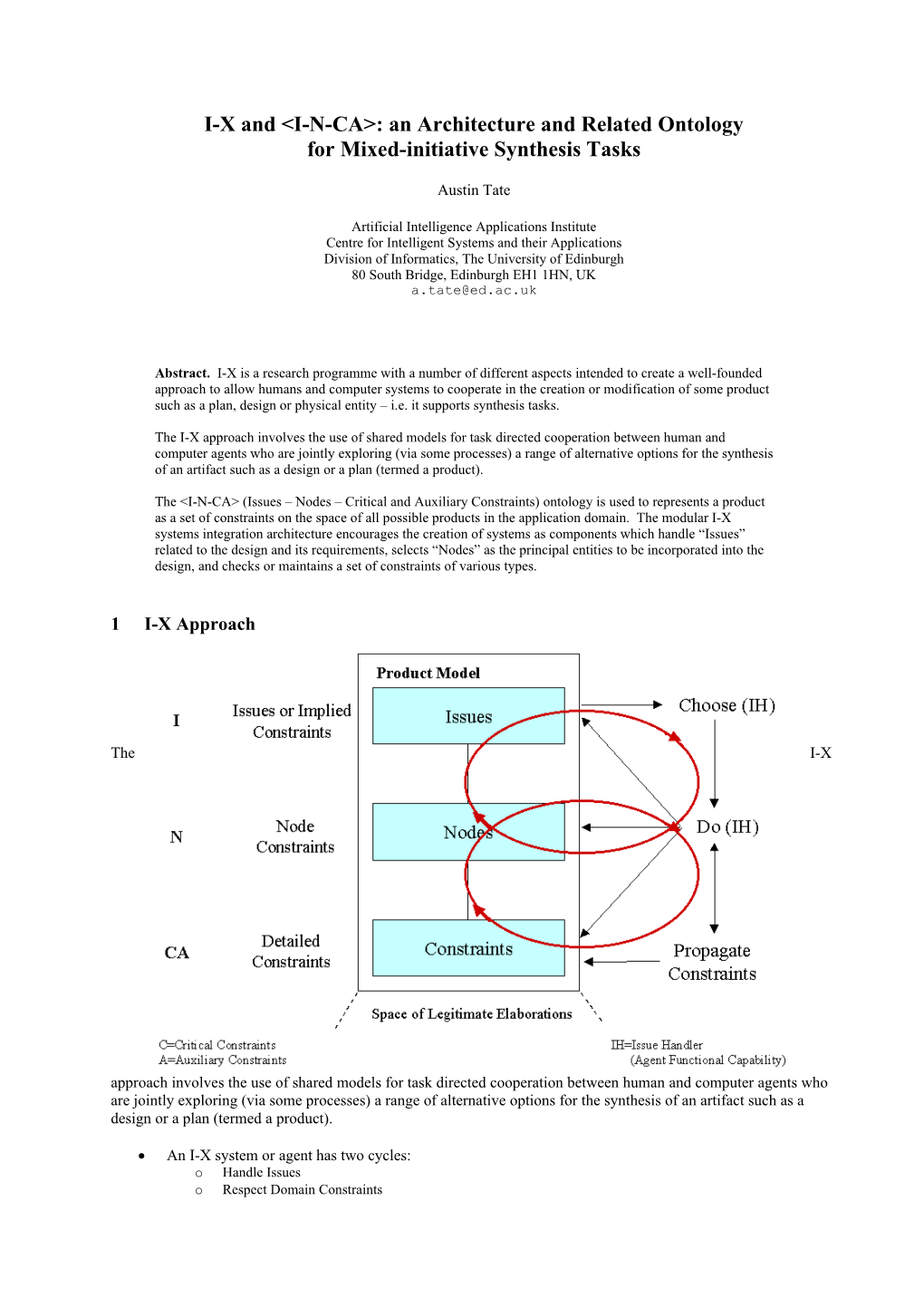 I-X and &lt;I-N-CA&gt;: an Architecture and Related Ontology