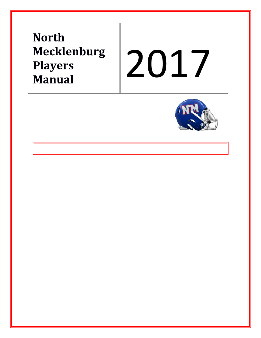 North Mecklenburg Players Manual