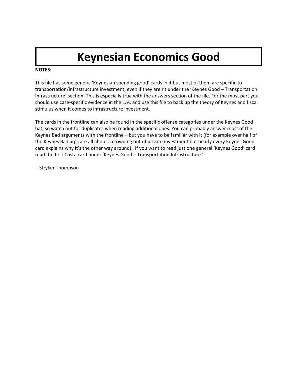 Keynesian Economics Good