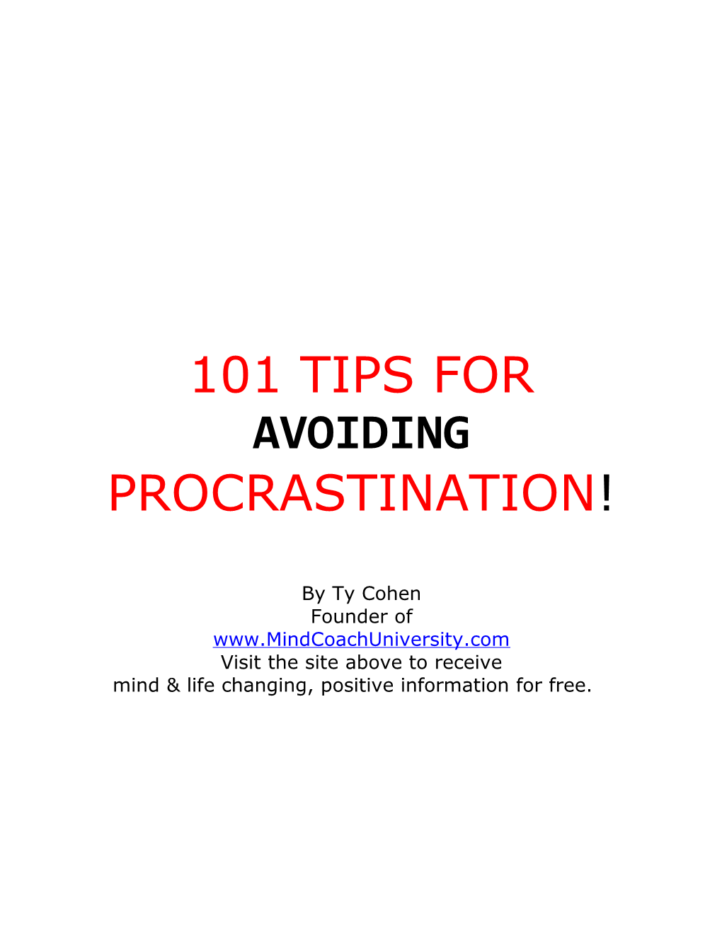 101 Tips for Avoiding Procrastination