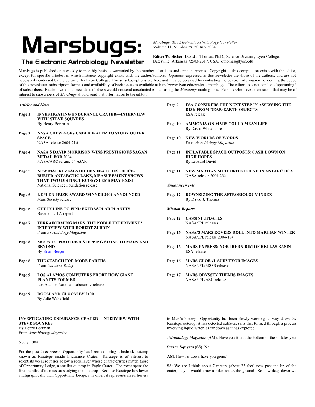 Marsbugs Vol. 11, No. 29