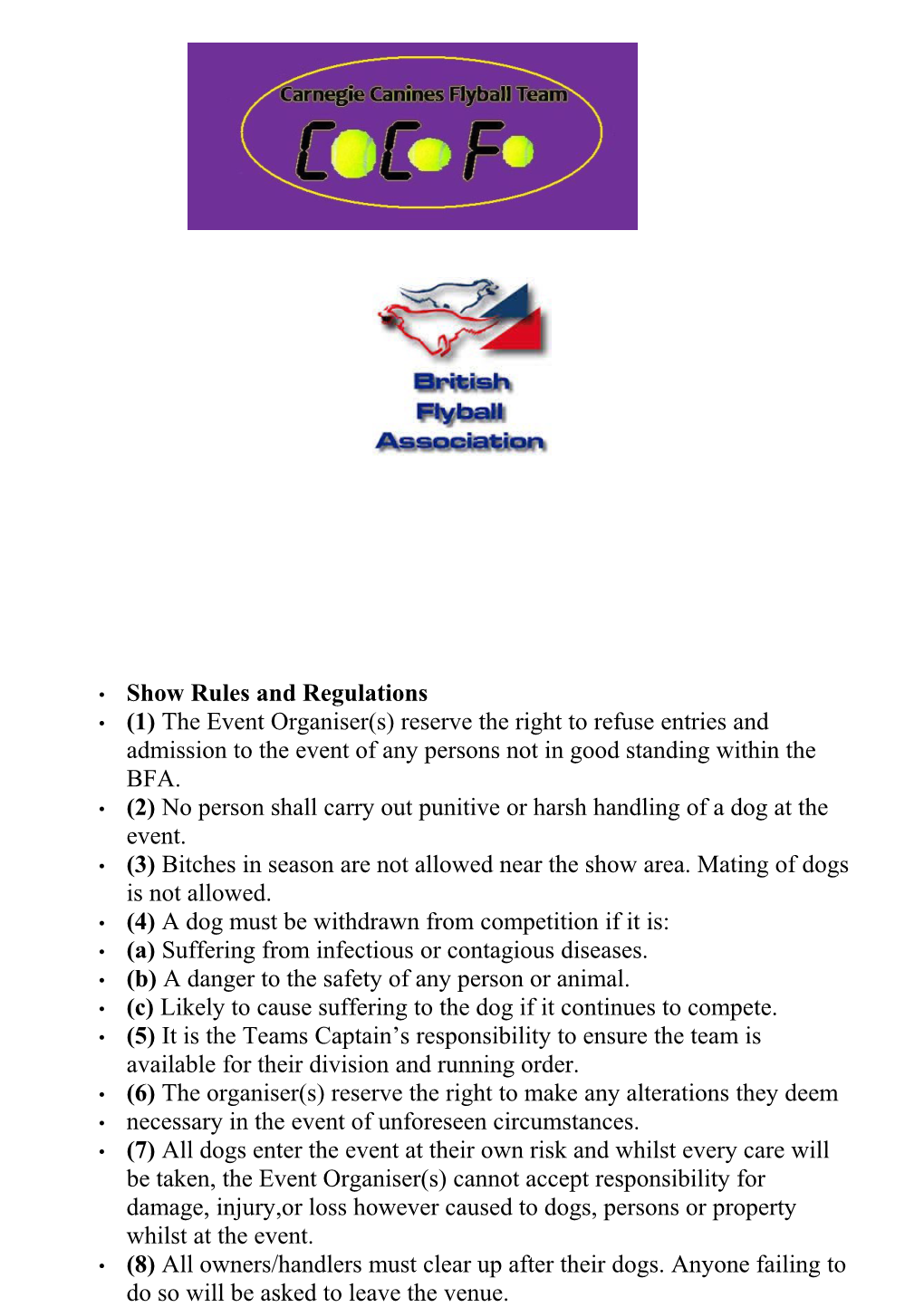 Show Rules and Regulations