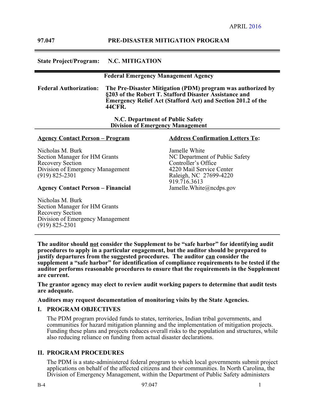 Template for Federal Programs W/ State Funding - 2016