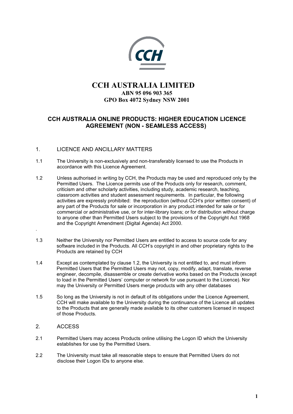 Cch Australia Limited Aco 000 630 197