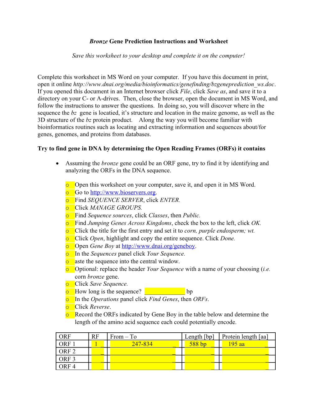 Bz Gene Identification