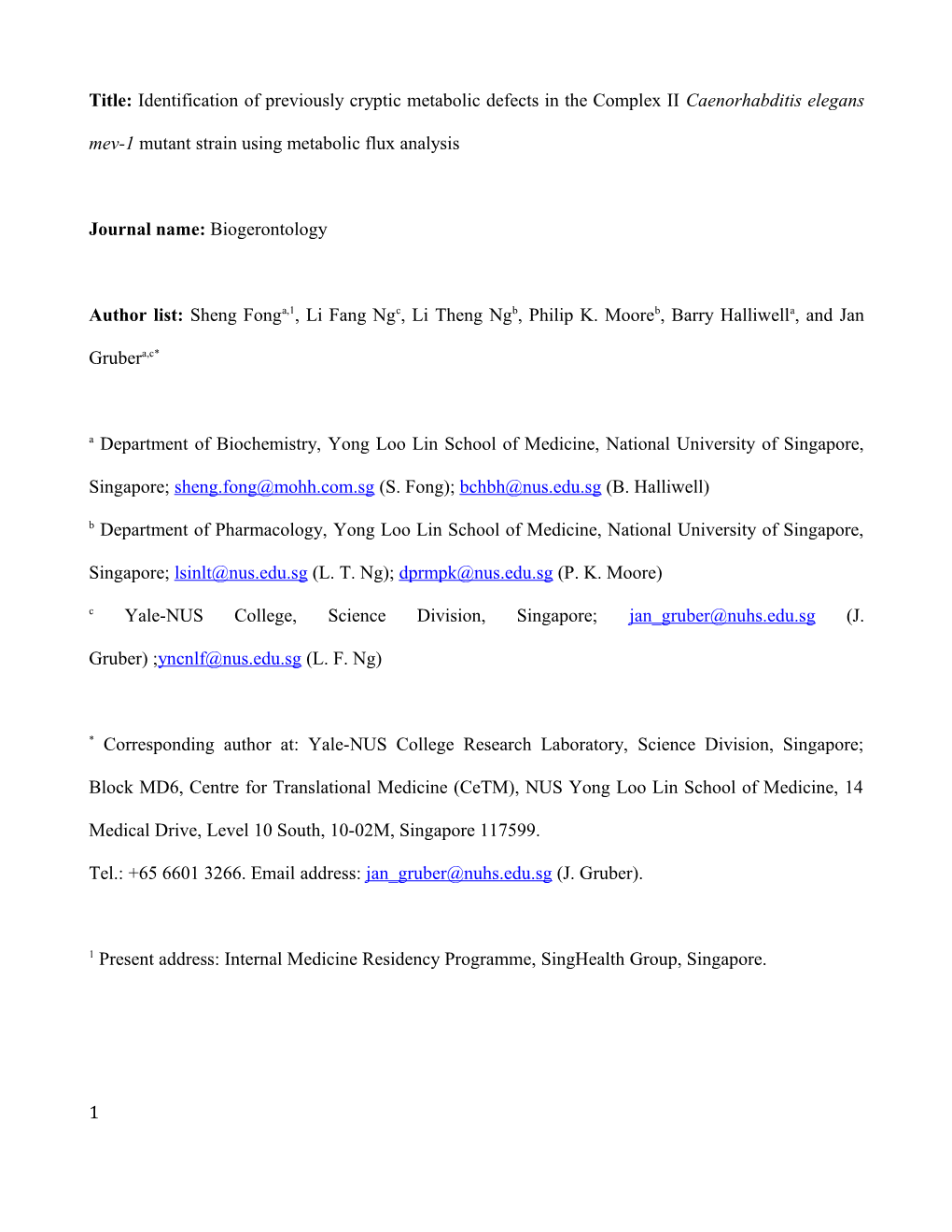 Title:Identification of Previously Cryptic Metabolic Defects in the Complex II Caenorhabditis