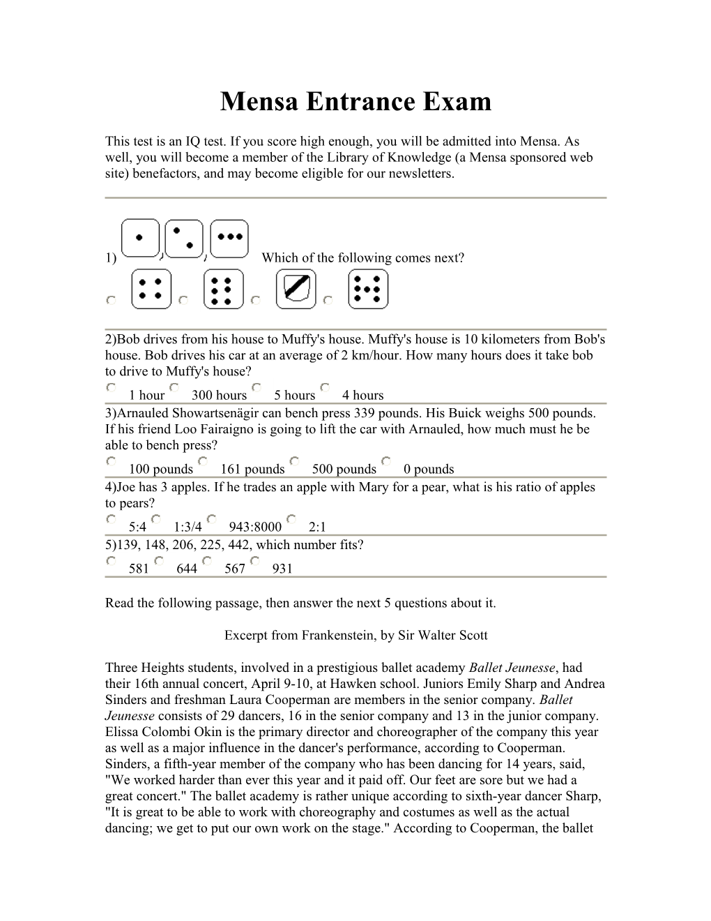 Mensa Entrance Exam