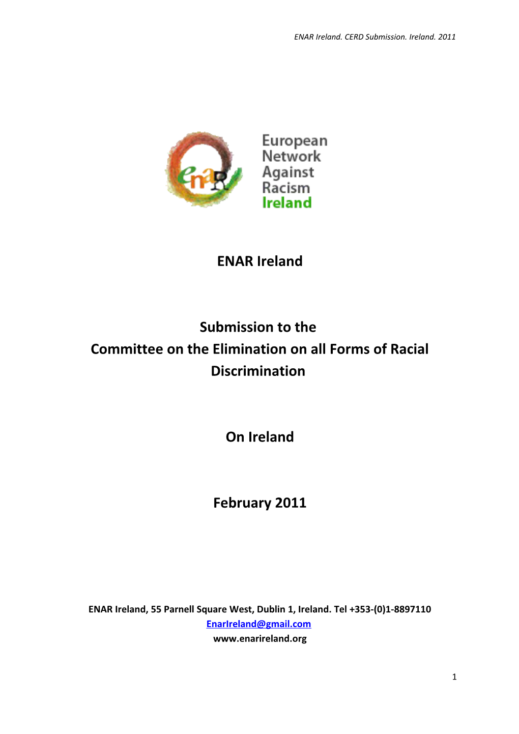 ENAR Ireland. CERD Submission. Ireland. 2011