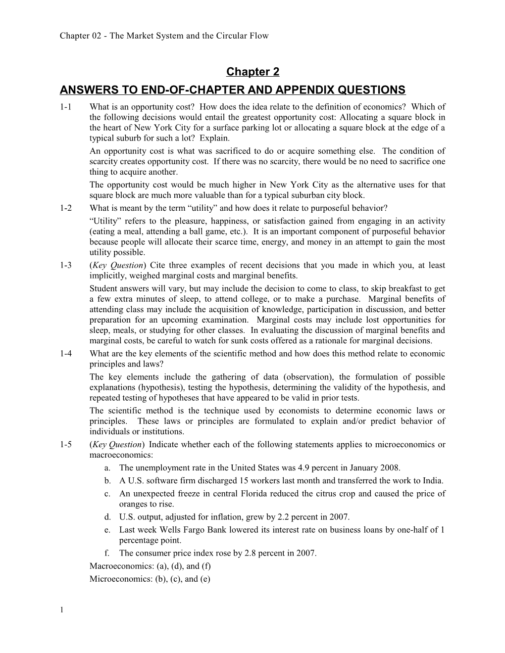 Answers to End-Of-Chapter and Appendix Questions
