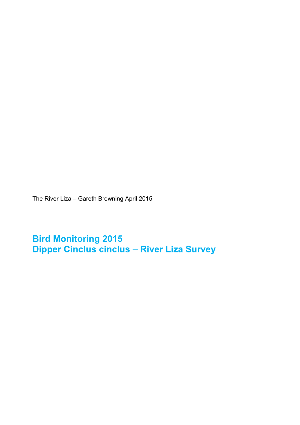 Dipper Cinclus Cinclus River Liza Survey