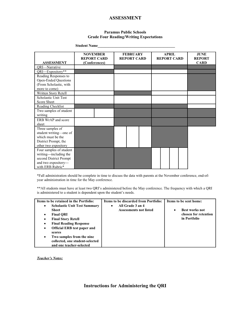 Grade Four Reading/Writing Expectations