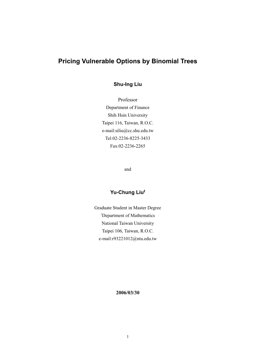 Pricing Vulnerable Options by Binomial Trees
