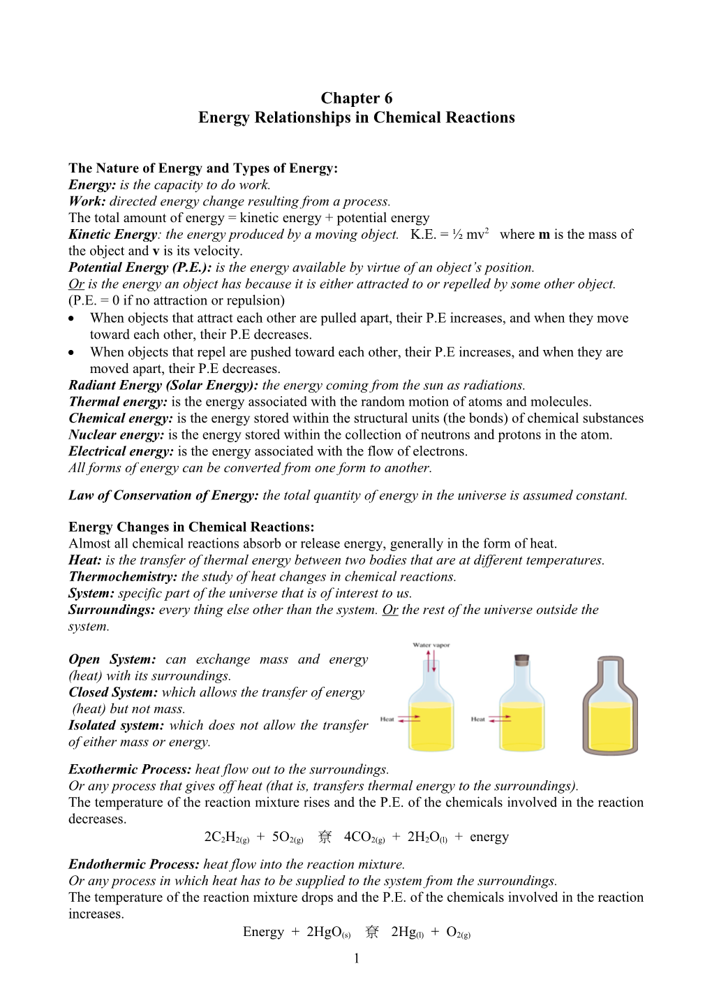 Energy Relationships in Chemical Reactions