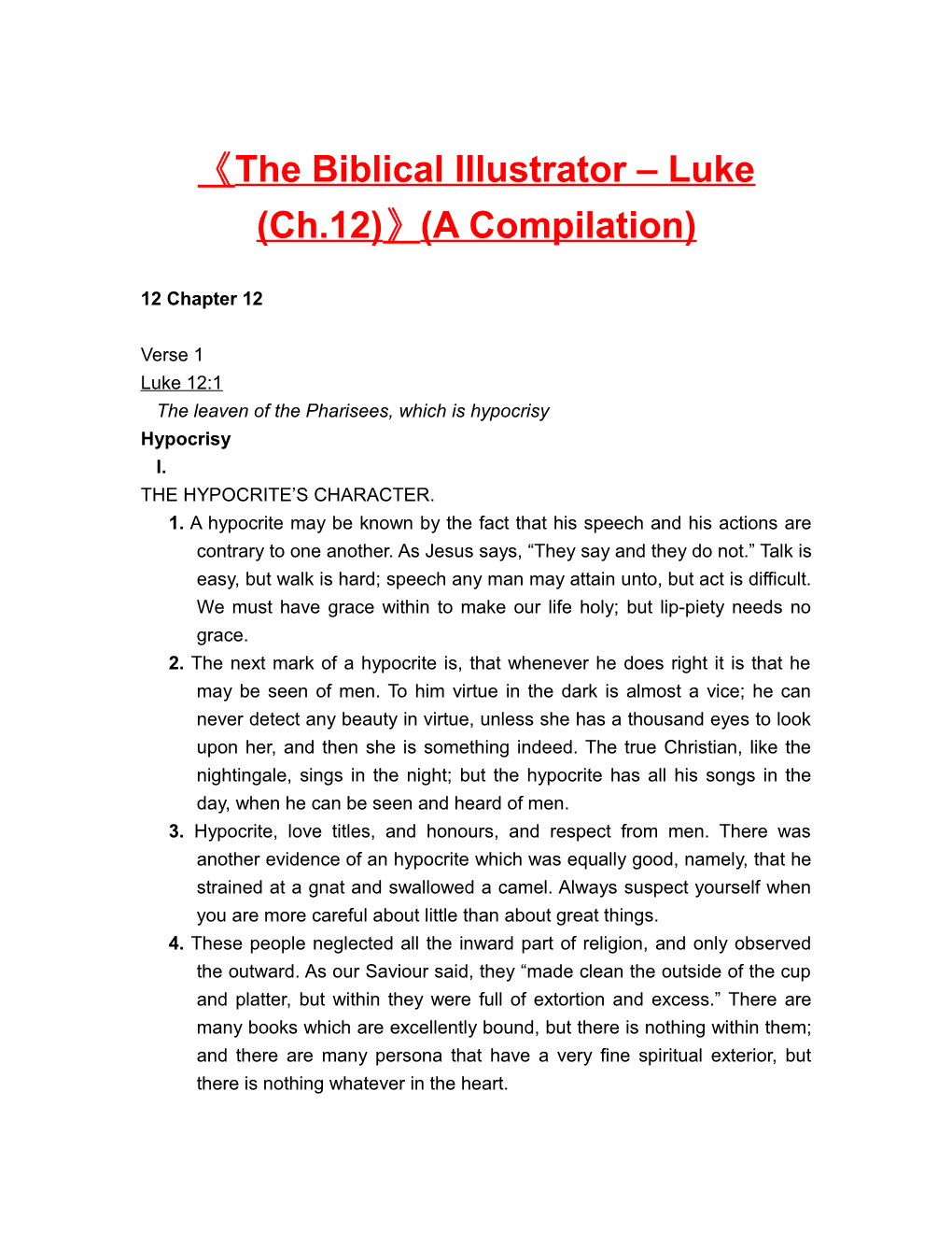 The Biblical Illustrator Luke (Ch.12) (A Compilation)