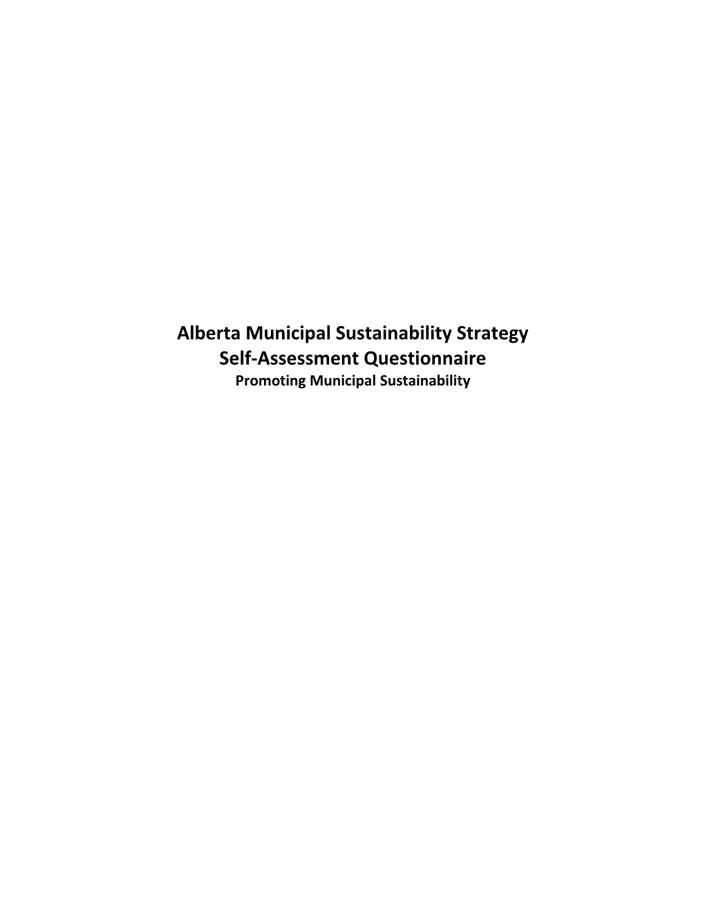 Alberta Municipal Sustainability Strategy