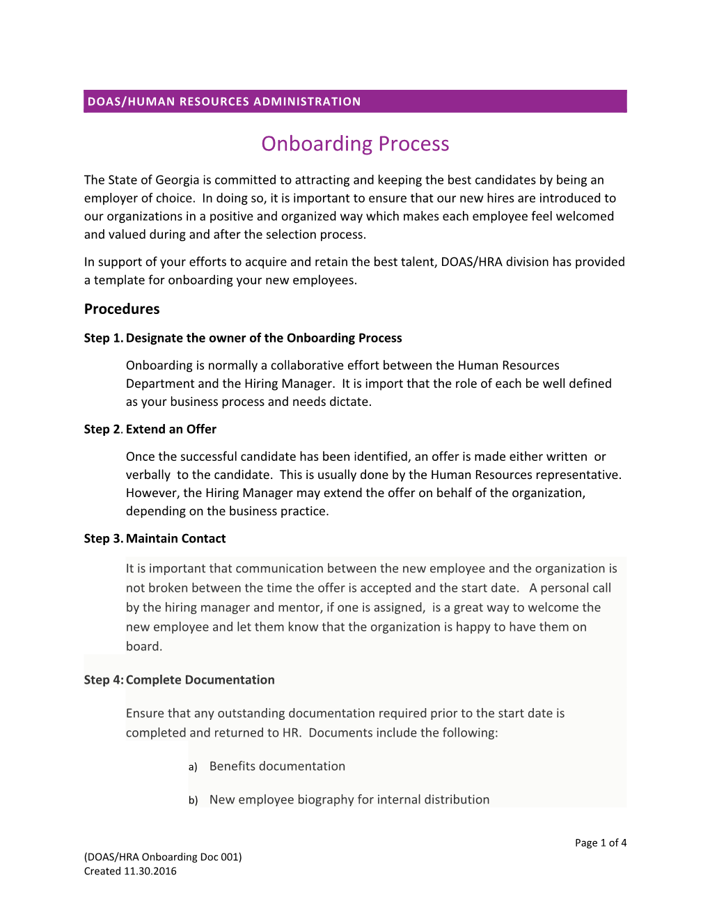 Onboarding Process Template