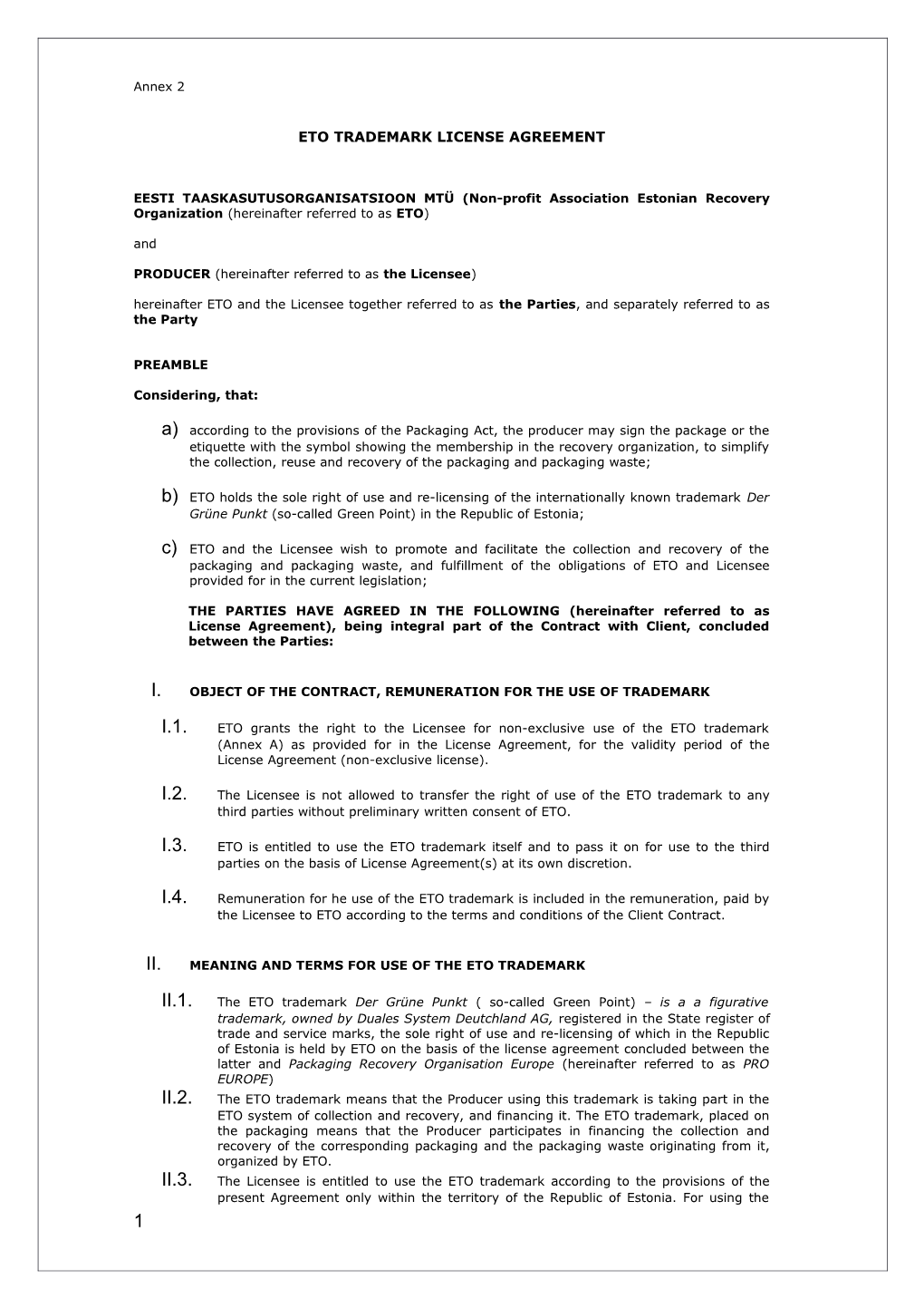 Eto Trademark License Agreement