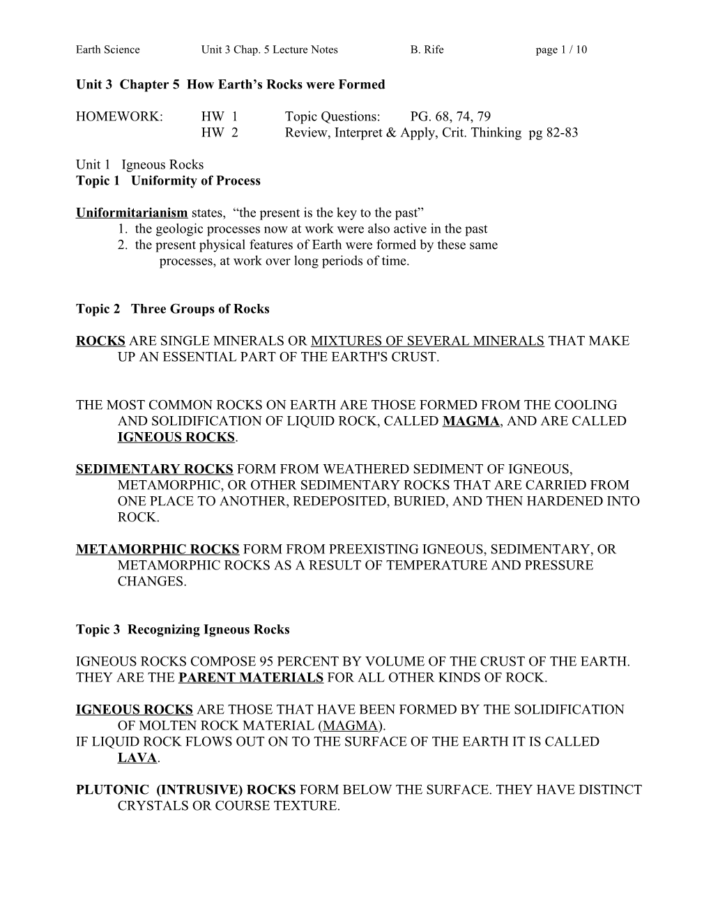 Unit 4 Chapter 5 How Earth S Rocks Were Formed