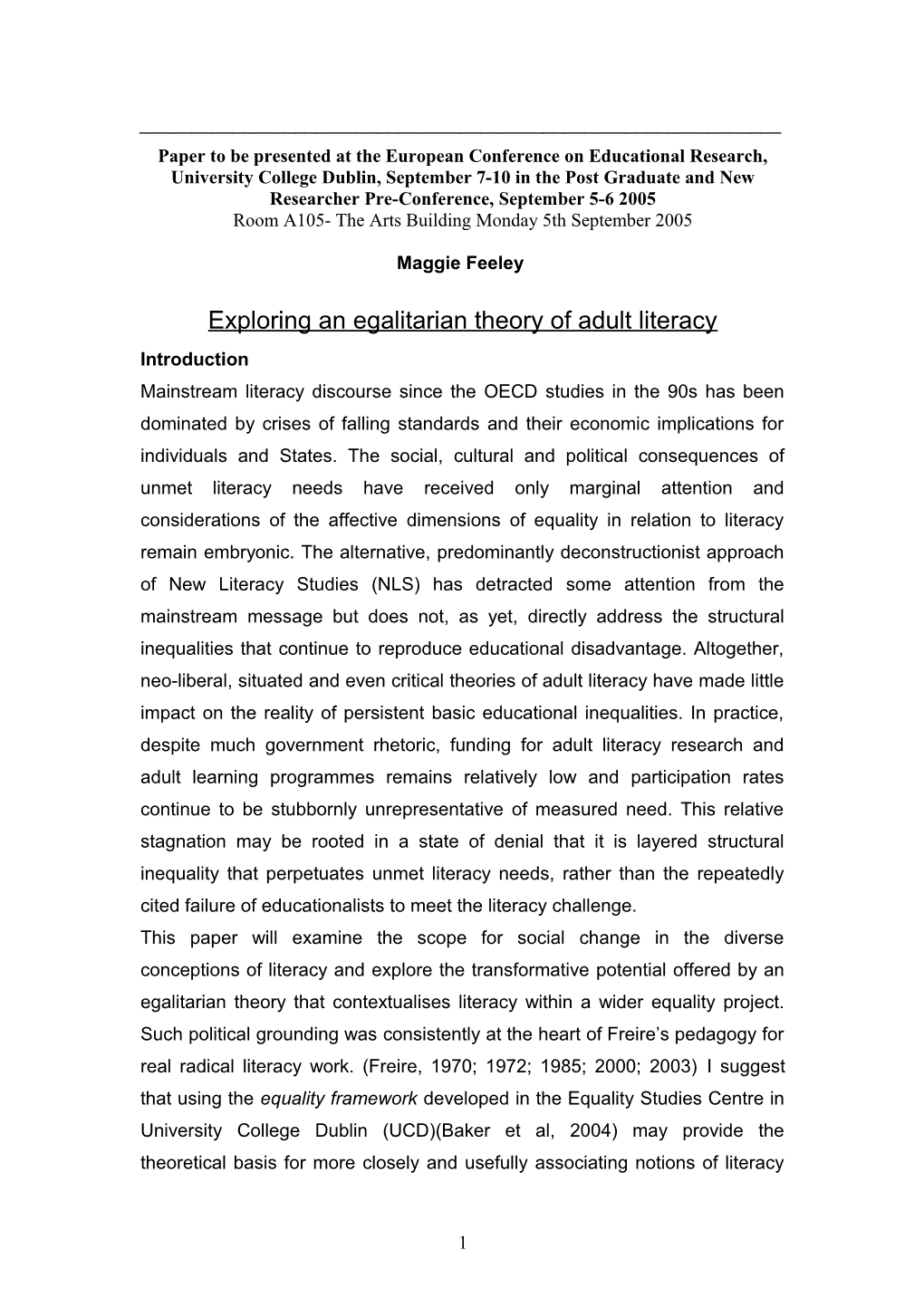 WERRC Paper: Critical Literacies in Higher Education
