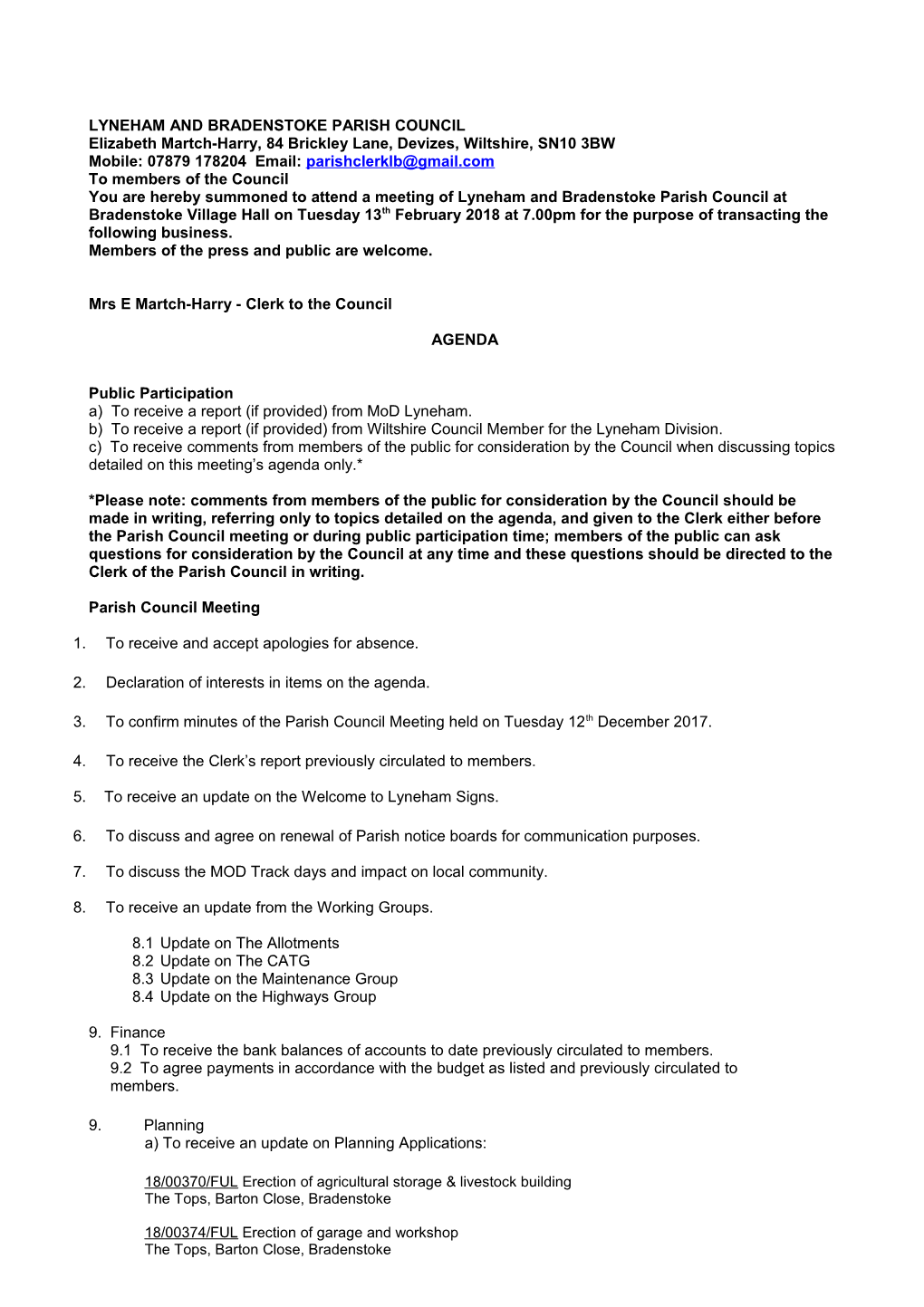 Lyneham and Bradenstoke Parish Council