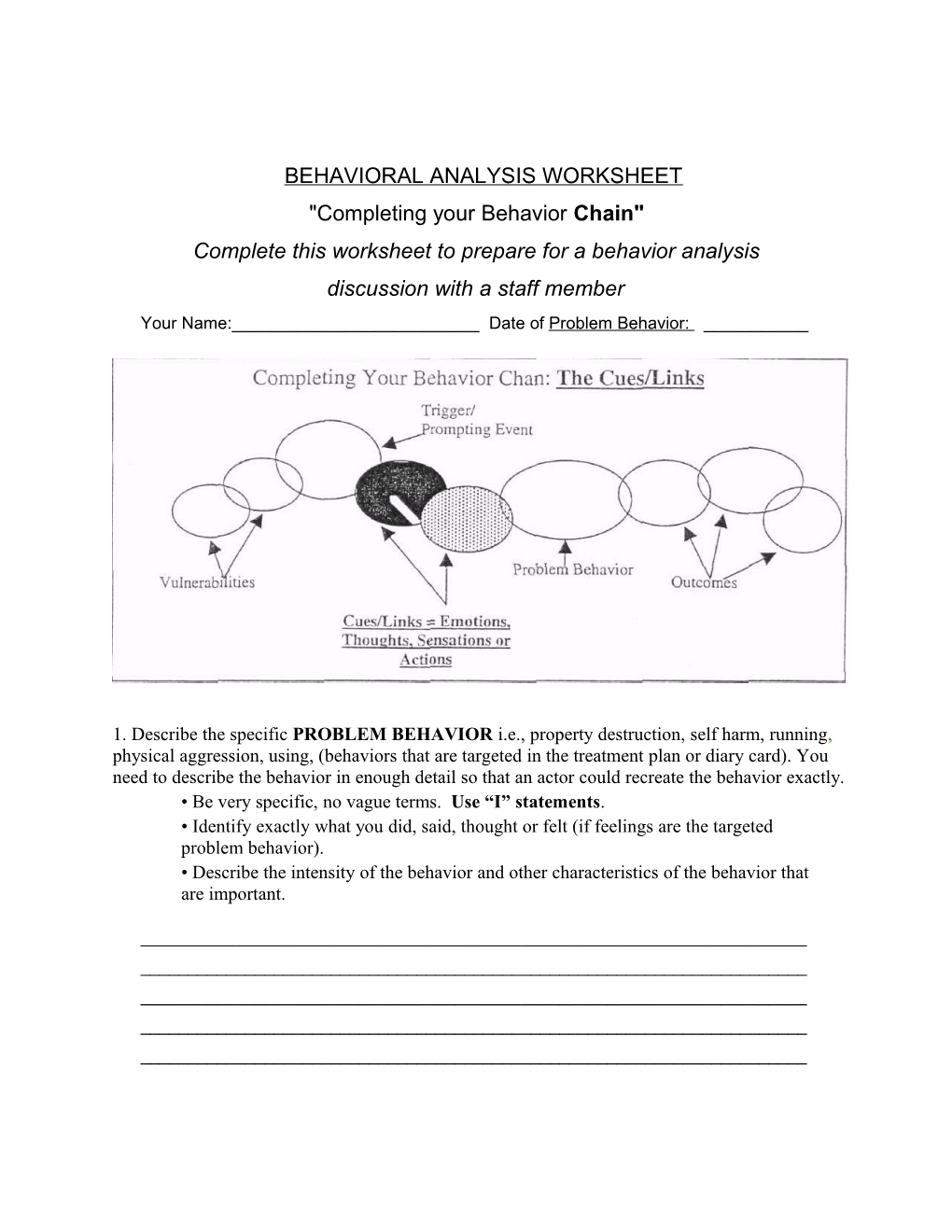 Behavioral Analysis Worksheet