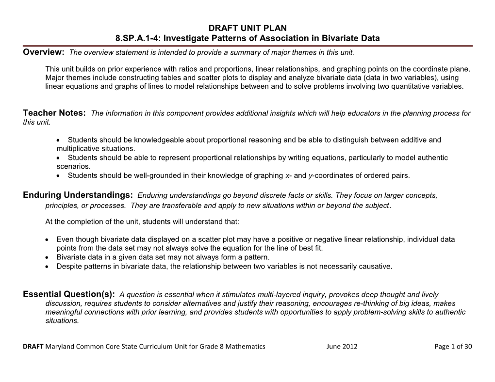 Draft Unit Plan