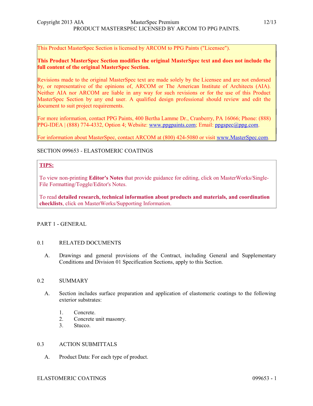 Section 099653 - Elastomeric Coatings