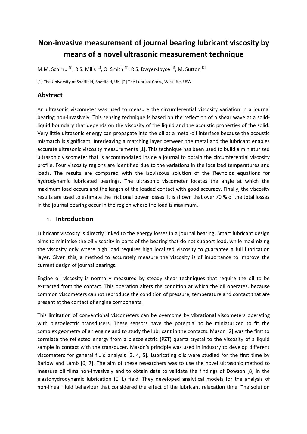 Viscosity Measurement in Journal Bearings - TLT