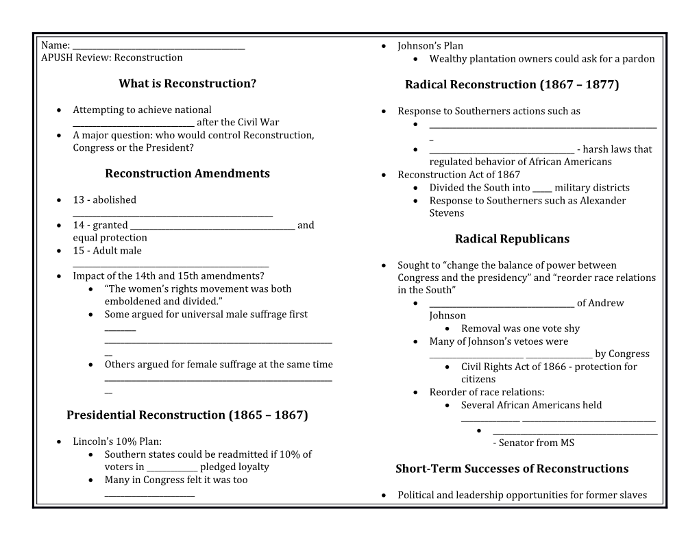 What Is Reconstruction?