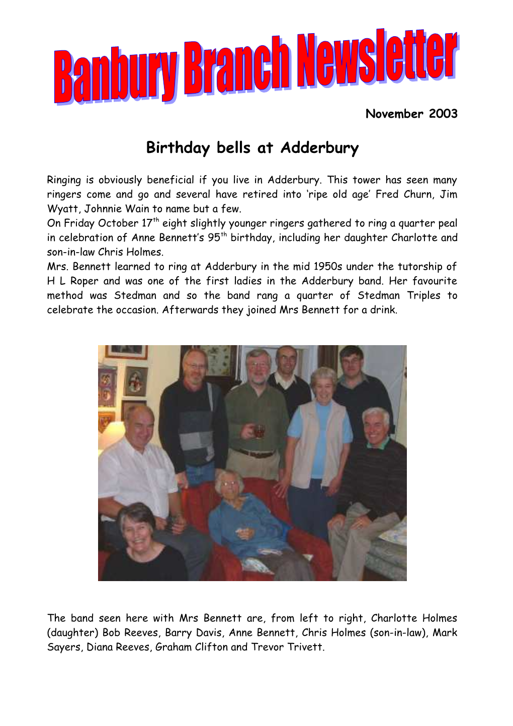 Birthday Bells at Adderbury