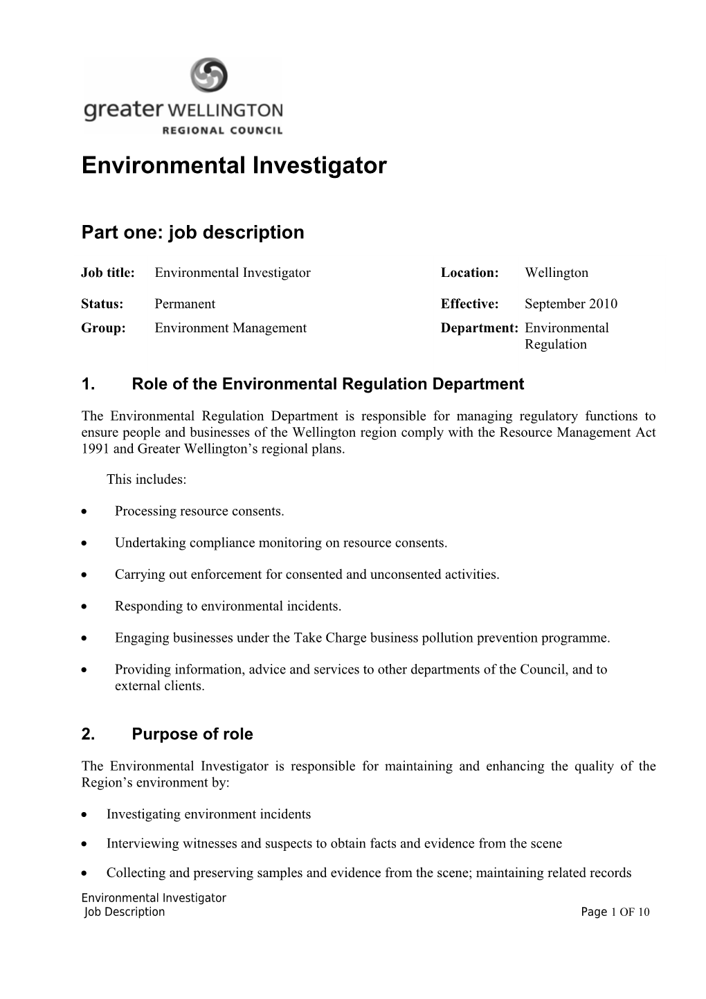 Environmental Investigator