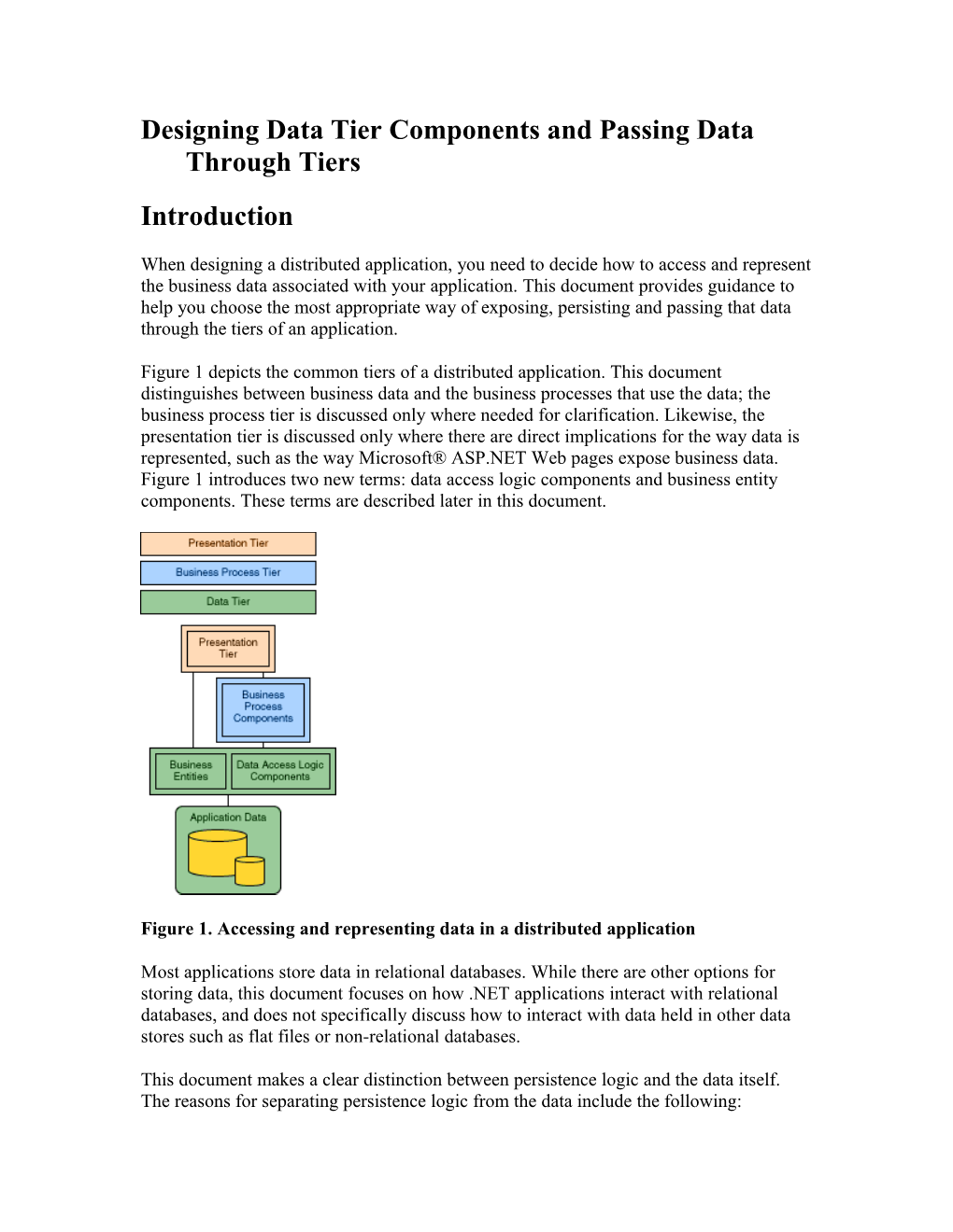 Designing Data Tier Components and Passing Data Through Tiers
