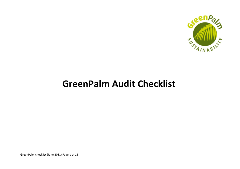 Checklist for Greenpalm Programmemembership Scheme