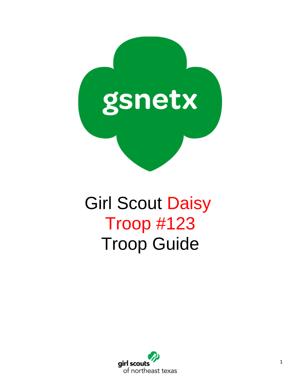 Girl Scoutdaisy Troop #123 Troop Guide