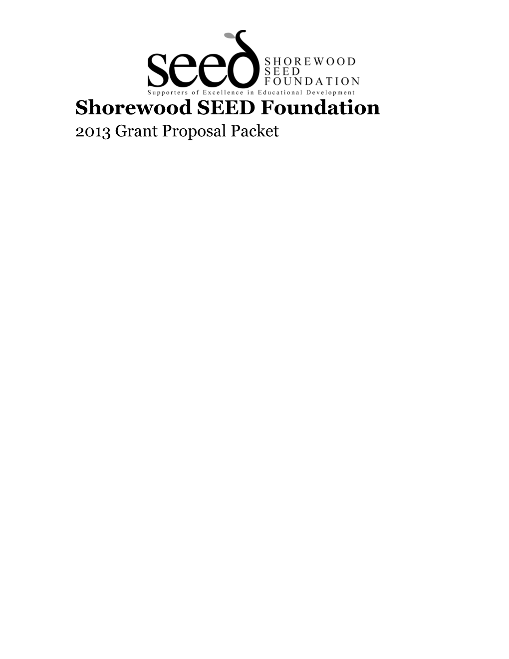 SEED Grant Proposal Packet