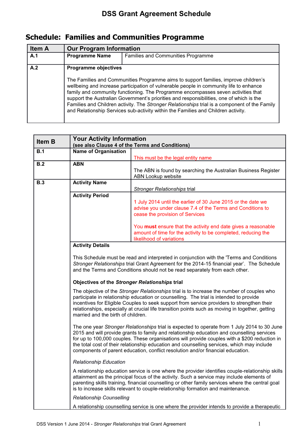 Drafter: Please See Associated User Guide for Specific Guidance on Completion of This Schedule