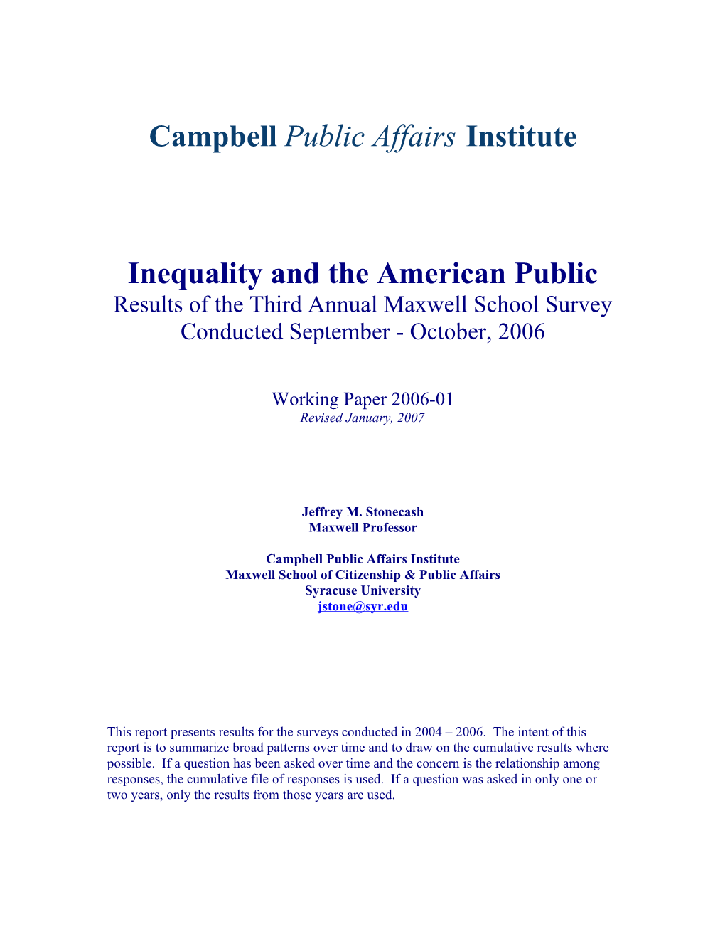 Inequality in American Society