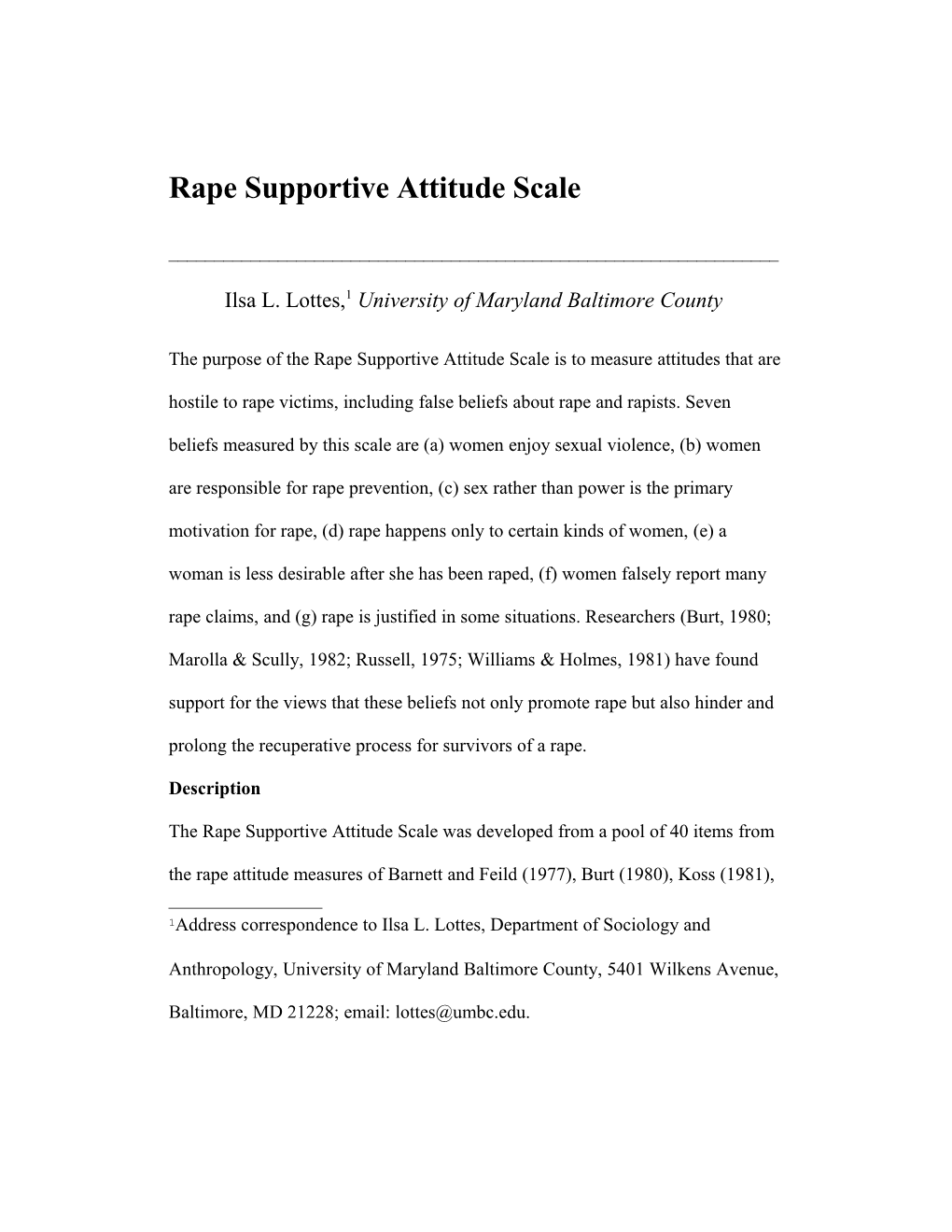 Rape Supportive Attitude Scale