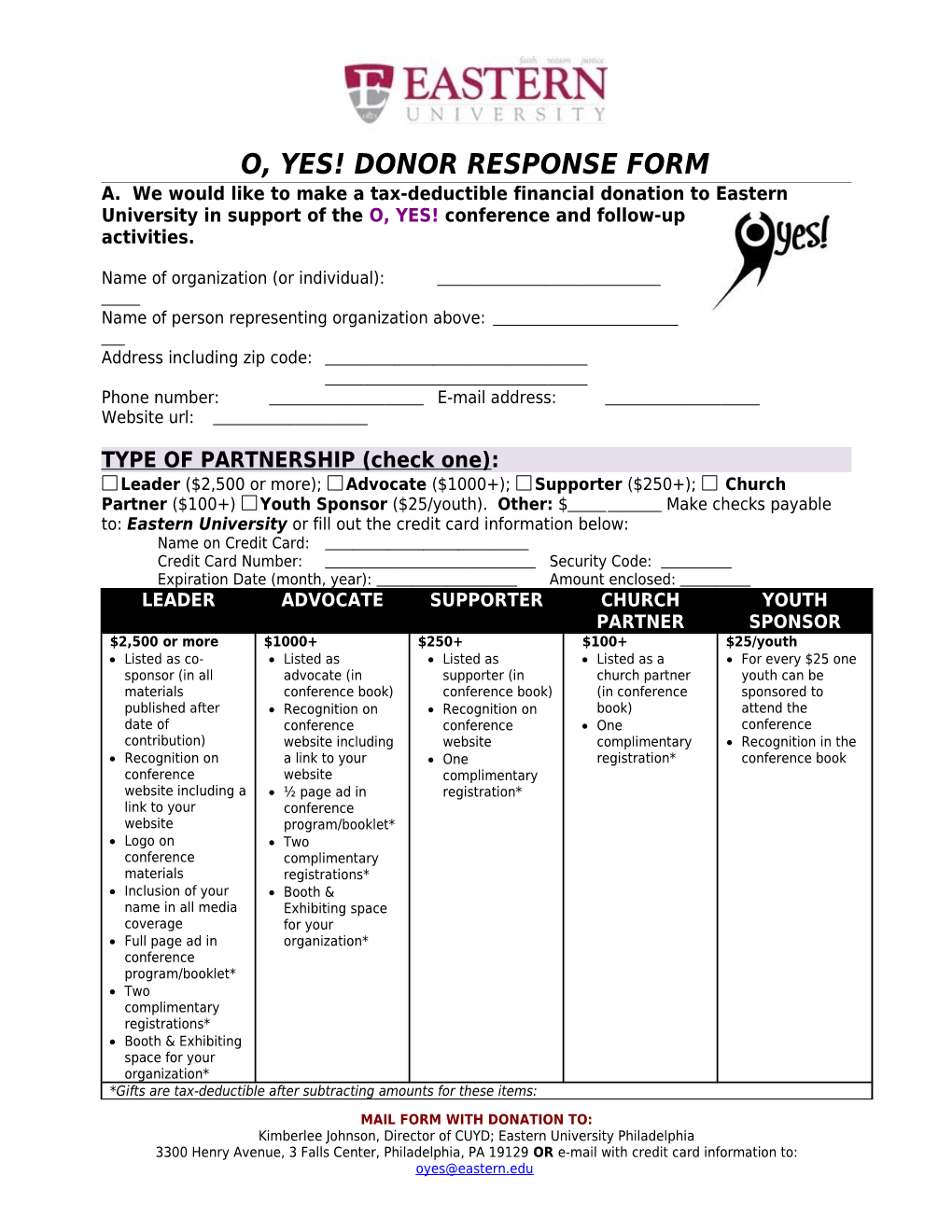 Donor Response Form