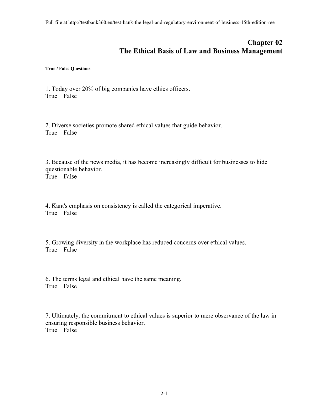 Chapter 02 the Ethical Basis of Law and Business Management