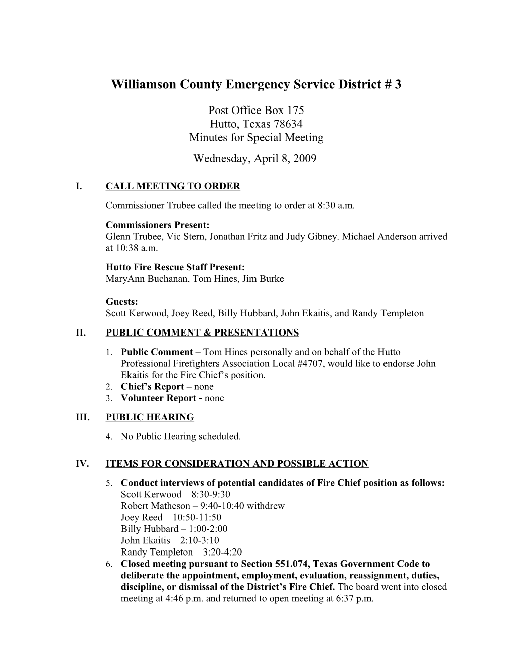 Williamson County Emergency Service District # 3