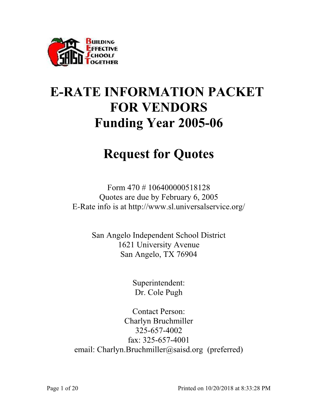 E-Rate Information Packet