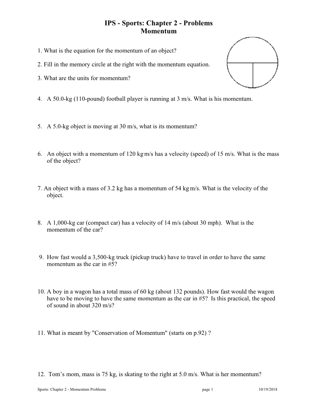 Physics 9 - Sports: Chapter 2 - Activity 2