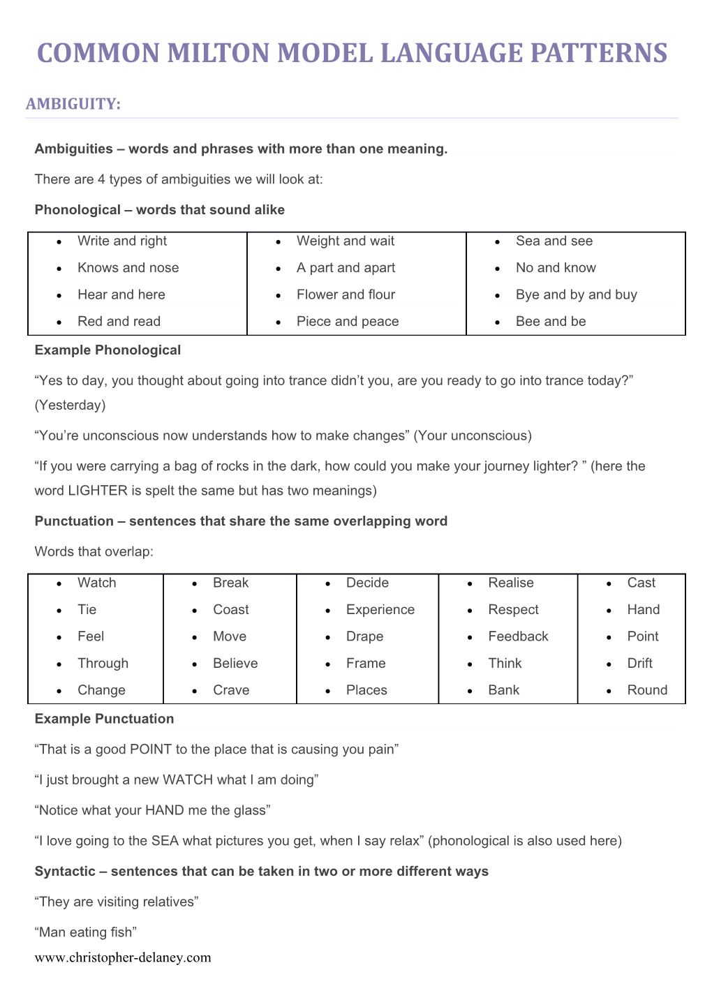 Ambiguities Words and Phrases with More Than One Meaning