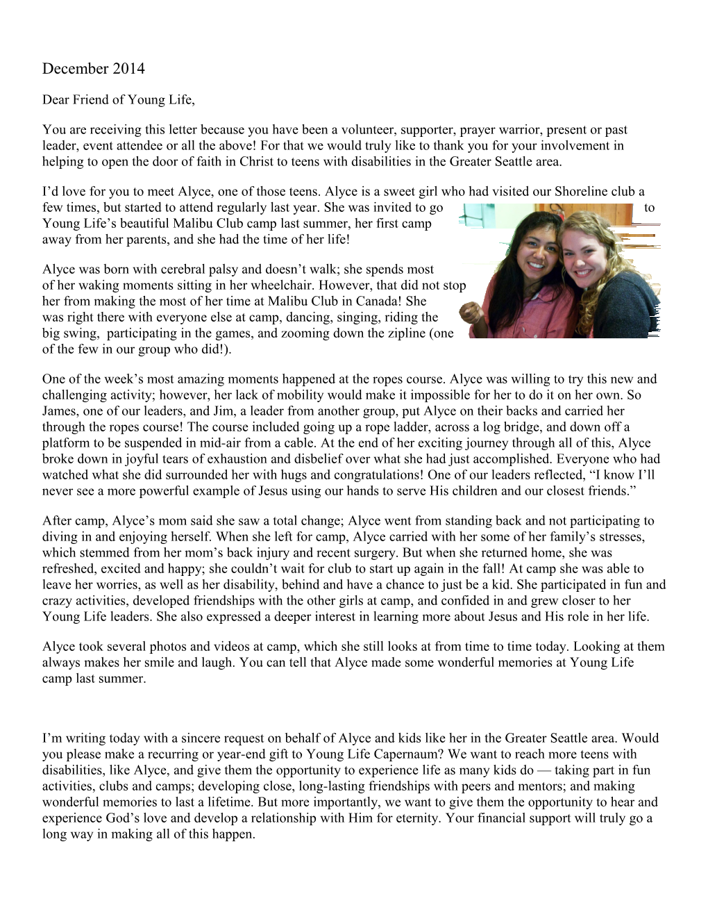 End of Year Letter 2014