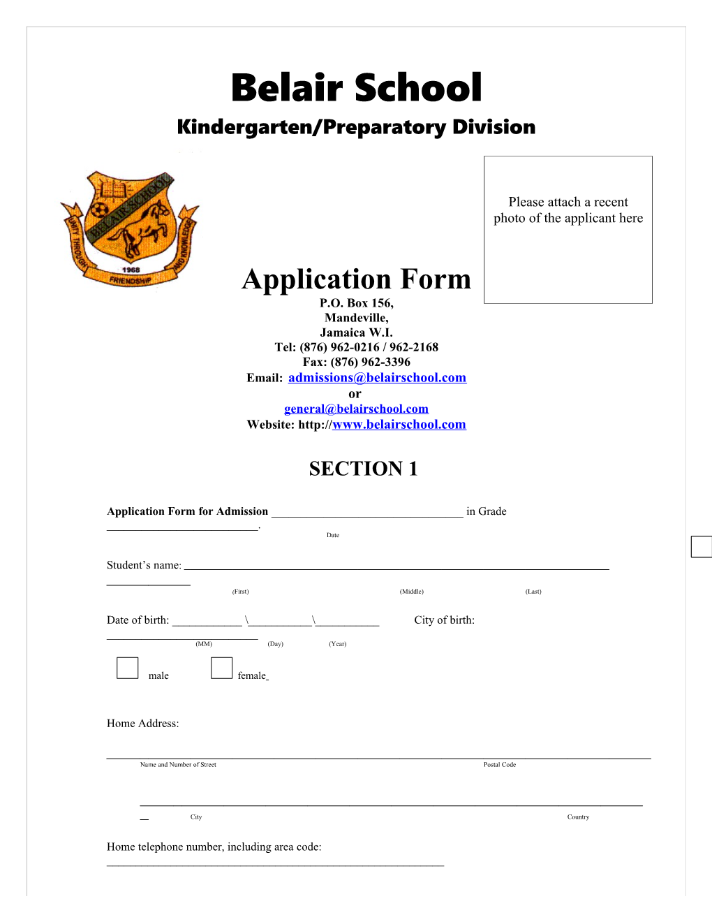 Kindergarten/Preparatory Division