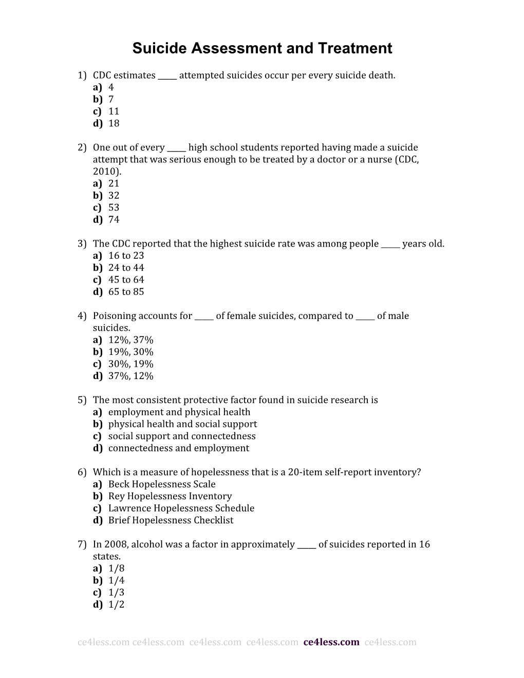 Suicide Assessment and Treatment